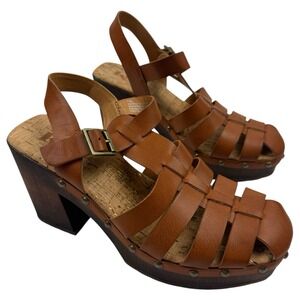Korks Whitney Platform Sandals Women's Size 7 Brown Strappy Cork Heel KR0012716